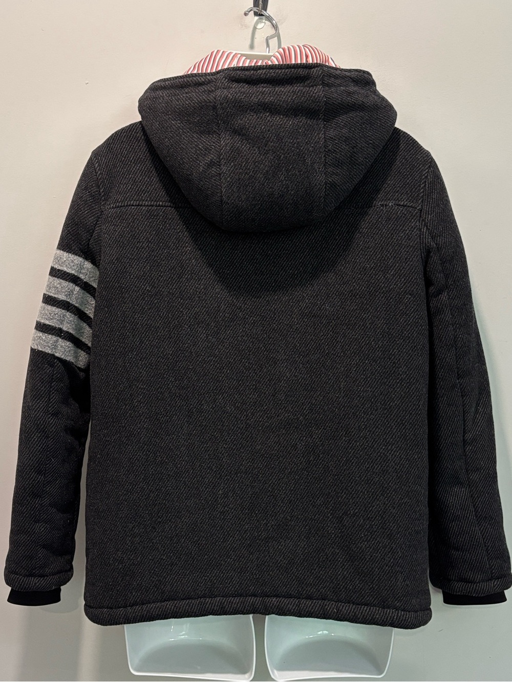 Thom Browne 4-Bar Charcoal Wool Hooded Jacket Grey Size 4 L/XL - Picture 6 of 16
